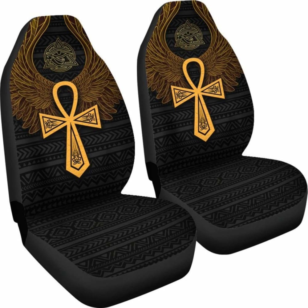 African Car Seat Covers - Africa Ancient Egypt Ankh & Horus Wings -