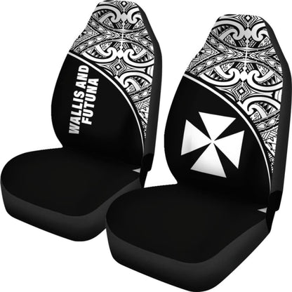 Wallis And Futuna Polynesian Car Seat Covers - Black Curve -