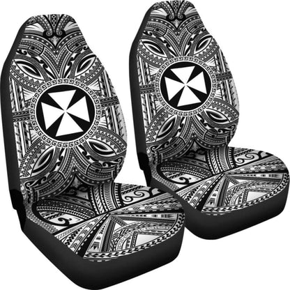 Wallis And Futuna Car Seat Cover - Wallis And Futuna Coat Of Arms Polynesian White Black