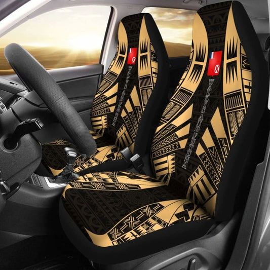 Wallis And Futuna Car Seat Covers - Wallis And Futuna Coat Of Arms Polynesian Tattoo Gold -