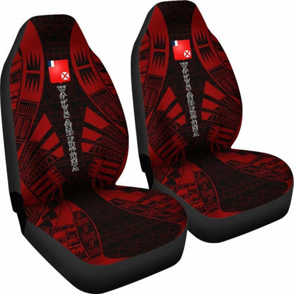 Wallis And Futuna Car Seat Covers - Wallis And Futuna Coat Of Arms Polynesian Tattoo Red -