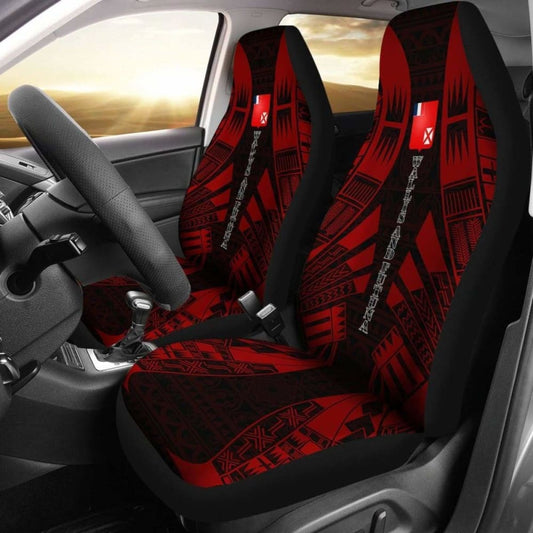 Wallis And Futuna Car Seat Covers - Wallis And Futuna Coat Of Arms Polynesian Tattoo Red -