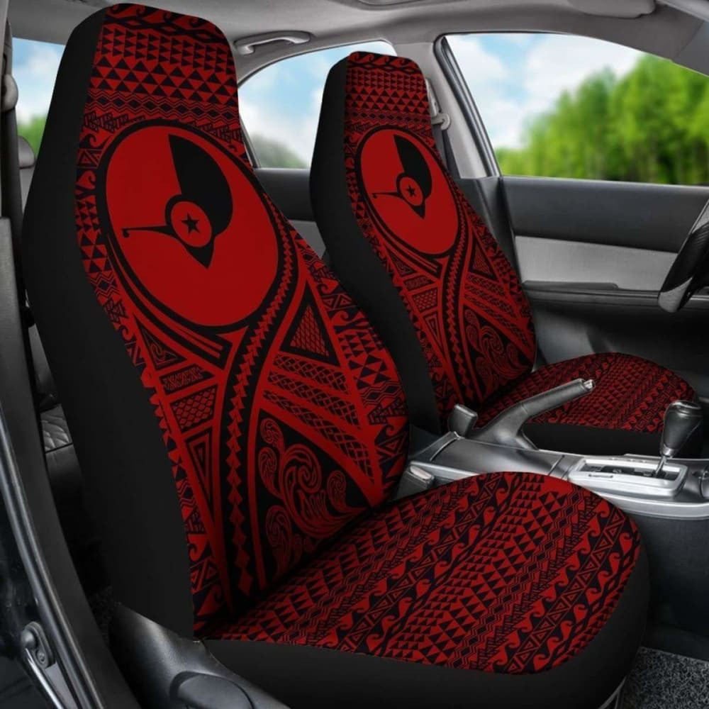 Yap Car Seat Cover - Yap Flag Polynesian Tattoo Red -