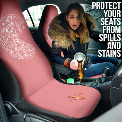 Pizza Pattern Design Pink Background Car Seat Covers