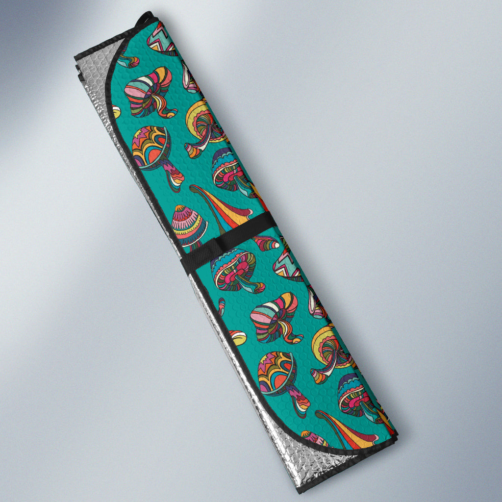 Colorful Mushroom Blue Background Car Auto Sun Shades