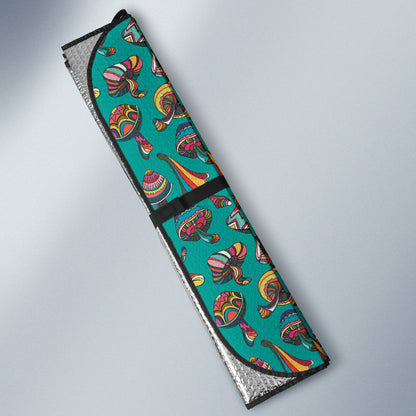 Colorful Mushroom Blue Background Car Auto Sun Shades