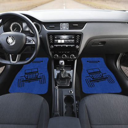 Jeep Grill Car Floor Mats Air Force Blue Patterned Black