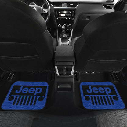 Jeep Grill Car Floor Mats Air Force Blue Patterned Black