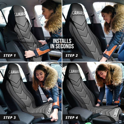 Camaro Silver Car Seat Covers