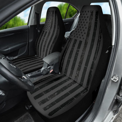 Black USA American Flag Car Seat Covers