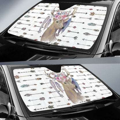 Deer Boho Arrow Feather Car Auto Sun Shades