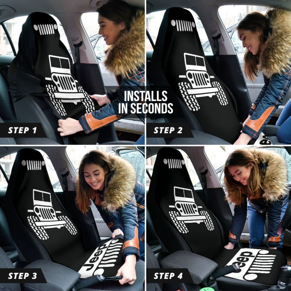 Jeep Offroad Wobble White Black Car Seat Covers Custom