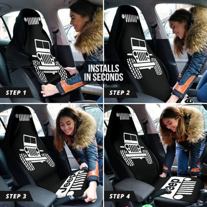 Jeep Offroad Wobble White Black Car Seat Covers Custom