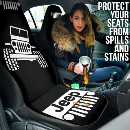 Jeep Offroad Wobble White Black Car Seat Covers Custom