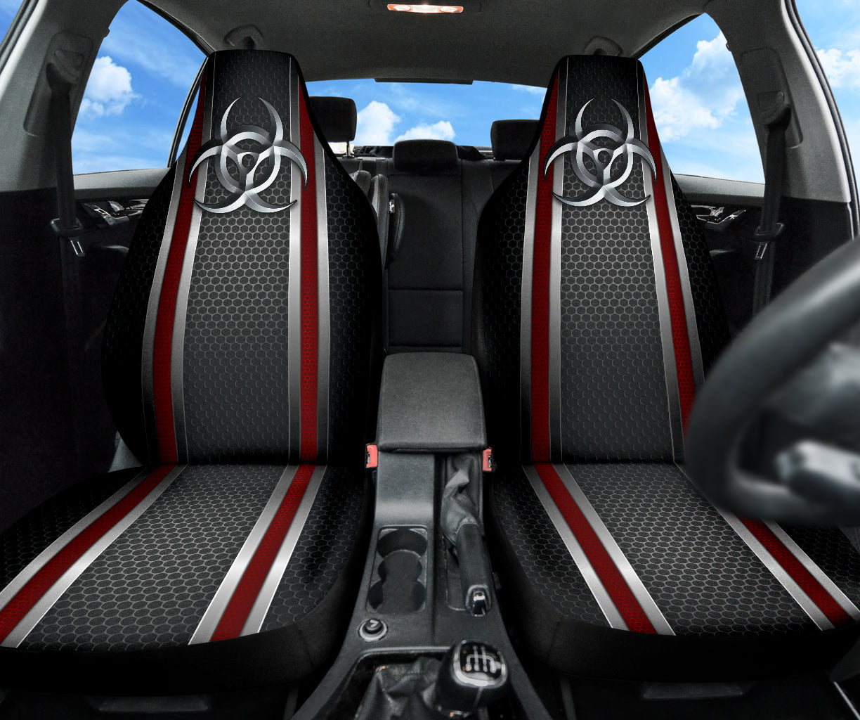 Biohazard Red Hole Metal Printing Car Seat Covers