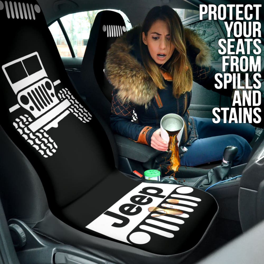Jeep Offroad Wobble White Black Car Seat Covers Custom