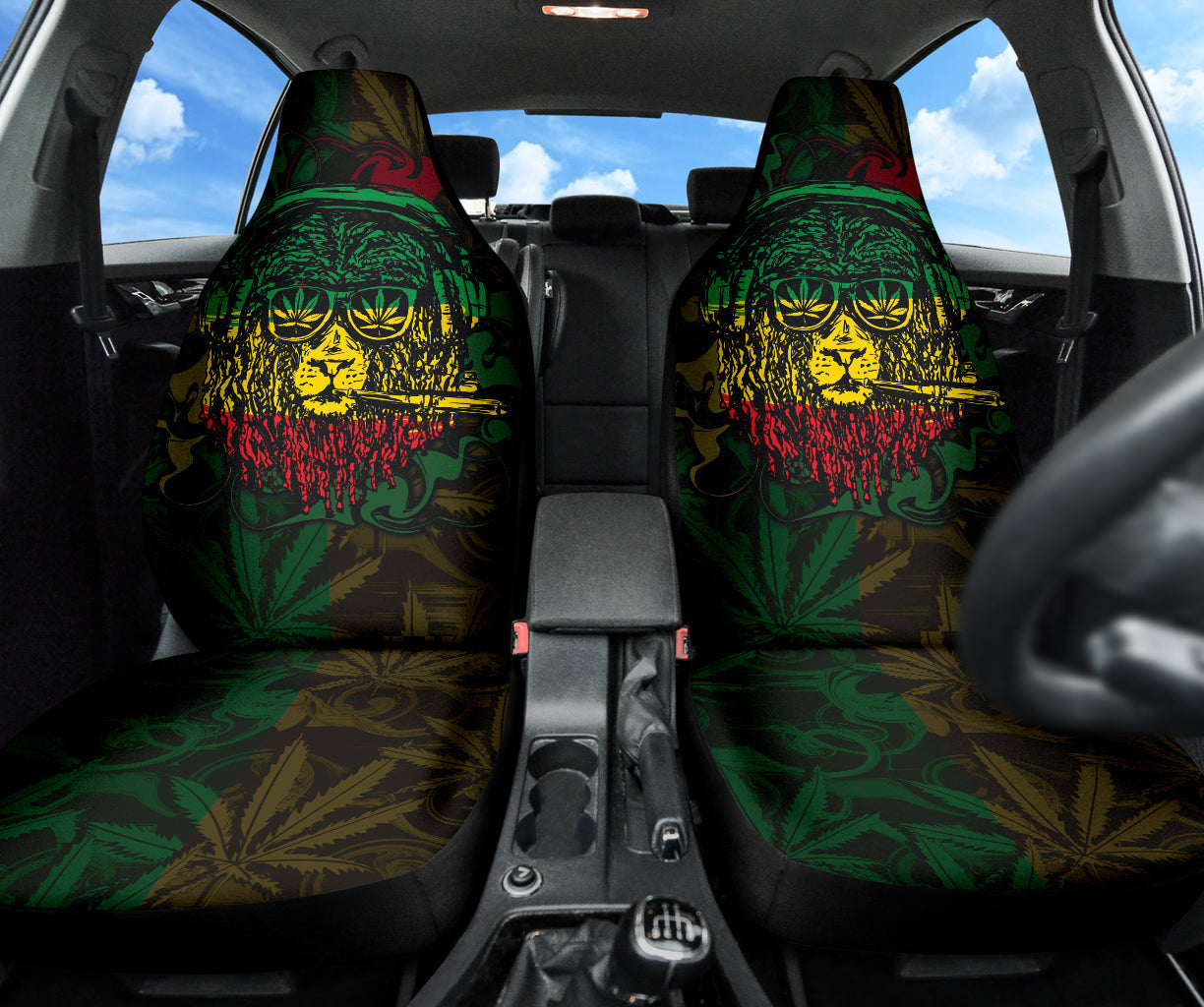 Jamaica and Rasta Lion Car Seat Covers