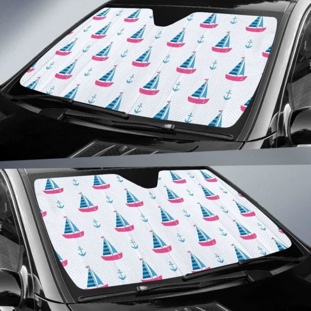 Sailboat Anchor Pattern Car Auto Sun Shades