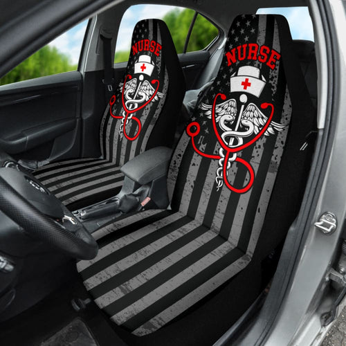 Nurse American Flag Red And White Symbol Car Seat Covers