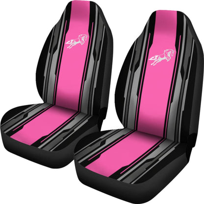 Amazing Silver Pink Horse Mustang Custom Metallic Style Printed Car Seat Covers