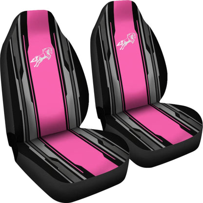 Amazing Silver Pink Horse Mustang Custom Metallic Style Printed Car Seat Covers