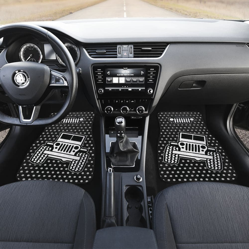 Gray White Jeep Offroad Metal Holes Printed Car Floor Mats Custom