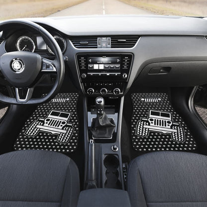 Gray White Jeep Offroad Metal Holes Printed Car Floor Mats Custom