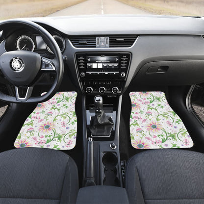 Beautiful Pink Lotus Waterlily Leaves Pattern Car Floor Mats