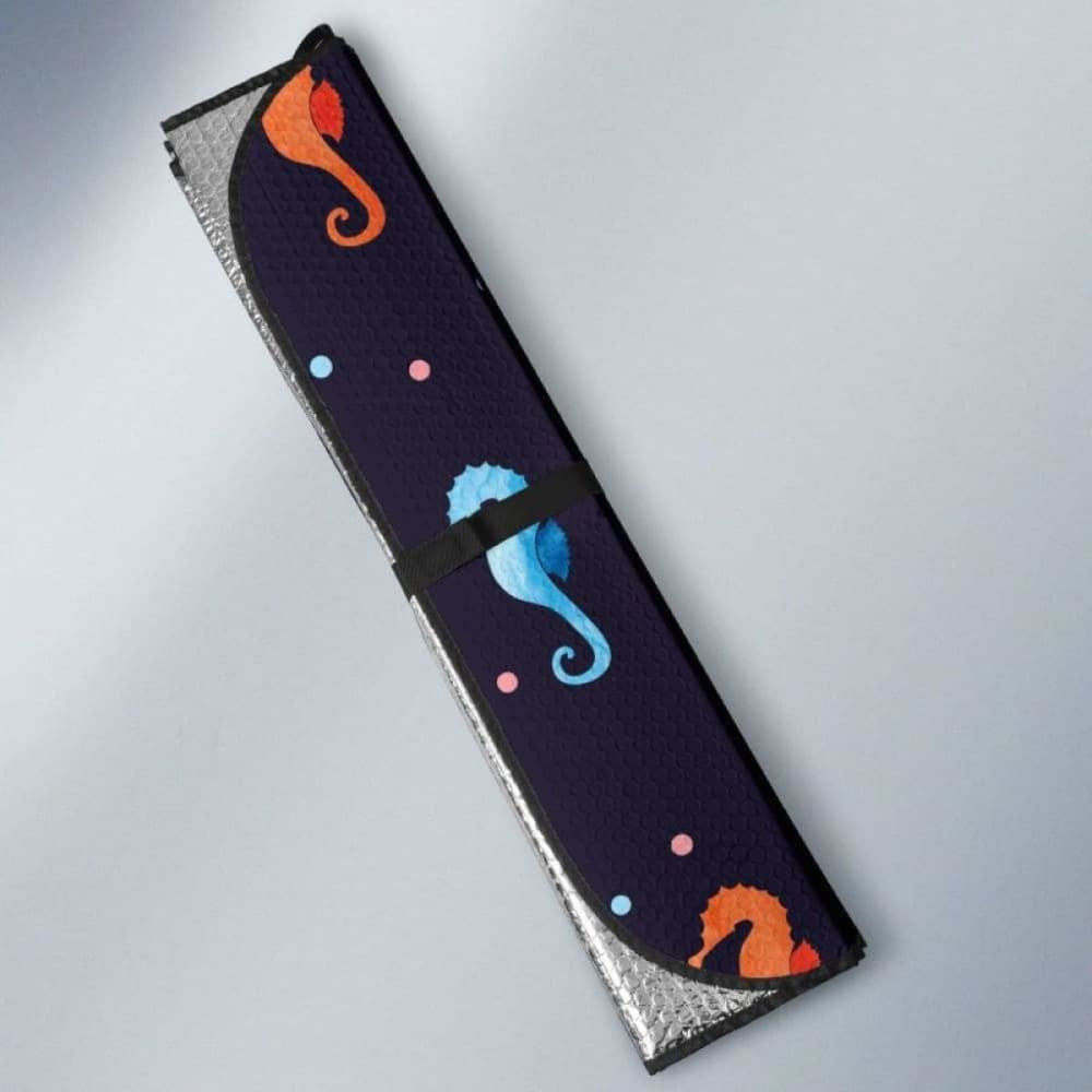 Watercolor Colorful Seahorse Pattern Car Auto Sun Shades