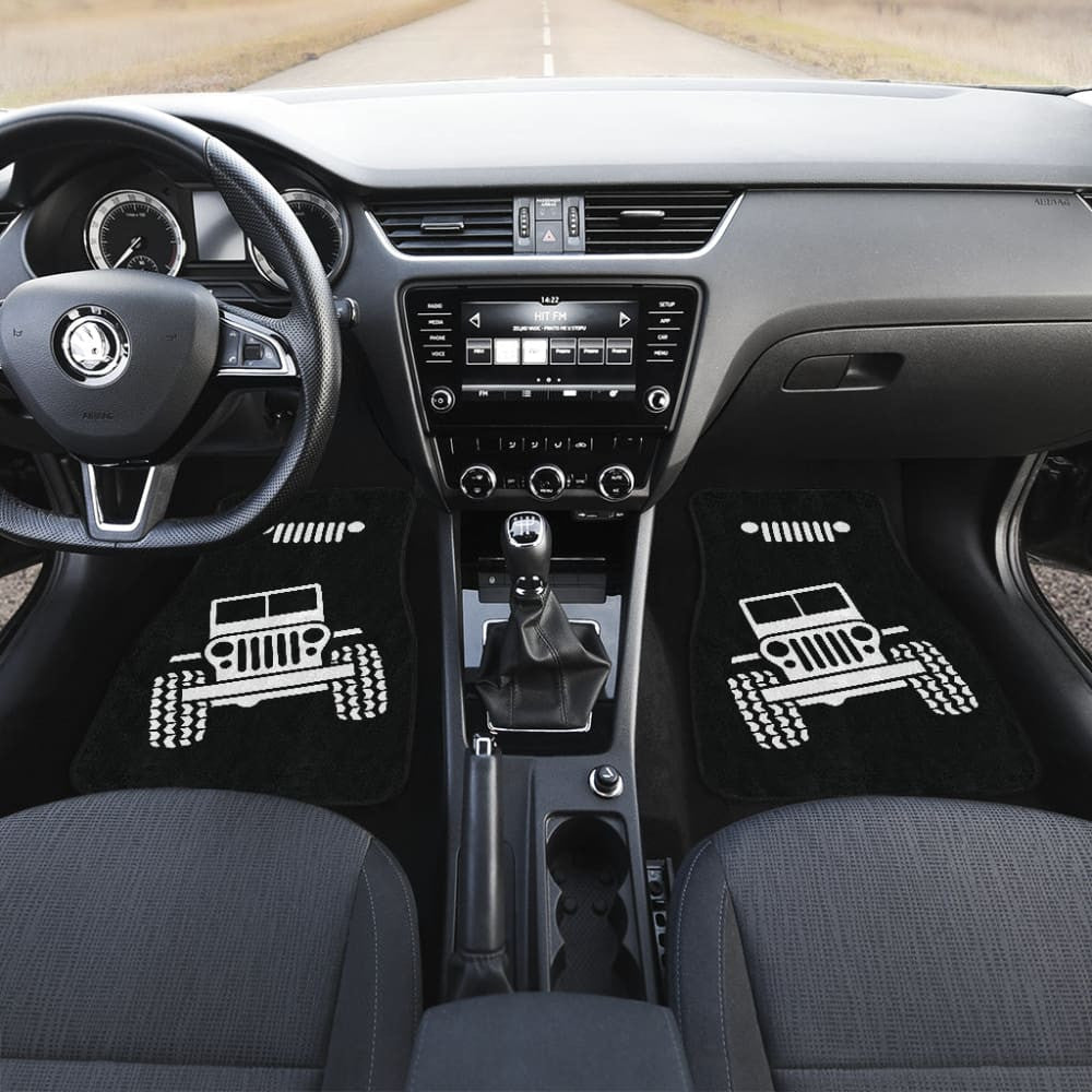Black White Jeep Offroad Wobble Car Floor Mats Custom