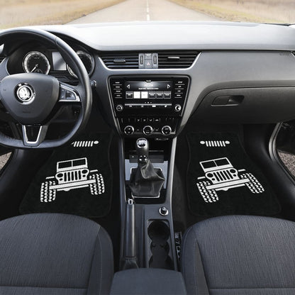 Black White Jeep Offroad Wobble Car Floor Mats Custom