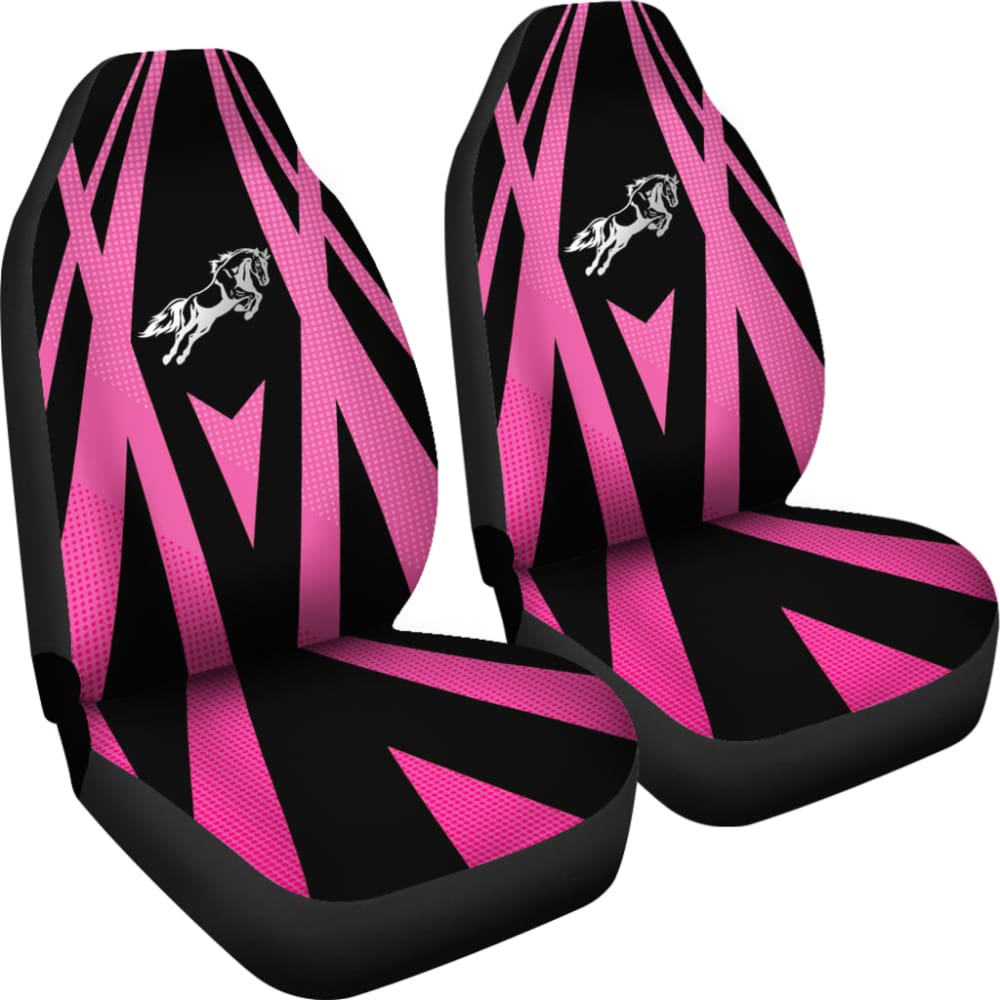 Amazing Black & Pink Horse Mustang Custom Metallic Style Printed Car Seat Covers