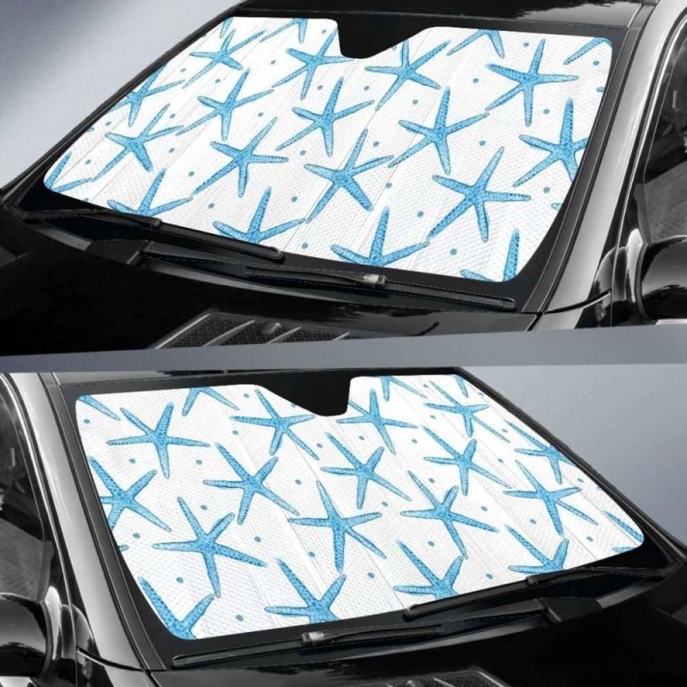 Watercolor Starfish Pattern Car Auto Sun Shades
