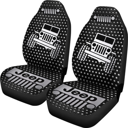 Gray White Jeep Offroad Metal Holes Printed Car Seat Covers Custom