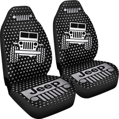 Gray White Jeep Offroad Metal Holes Printed Car Seat Covers Custom