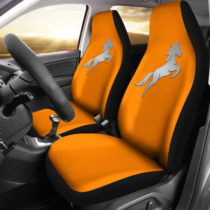 Orange Mustang Horse Silhouette Car Seat Covers Custom