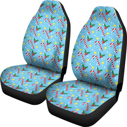 Xmas Candy Cane Yellow Star Car Seat Covers
