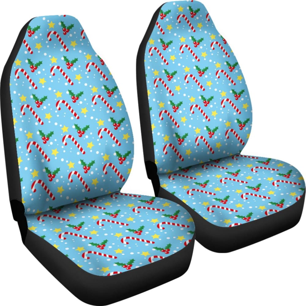 Xmas Candy Cane Yellow Star Car Seat Covers