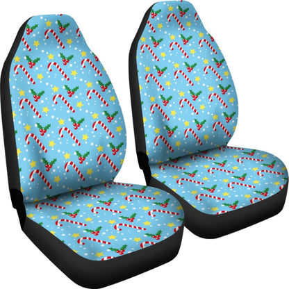 Xmas Candy Cane Yellow Star Car Seat Covers