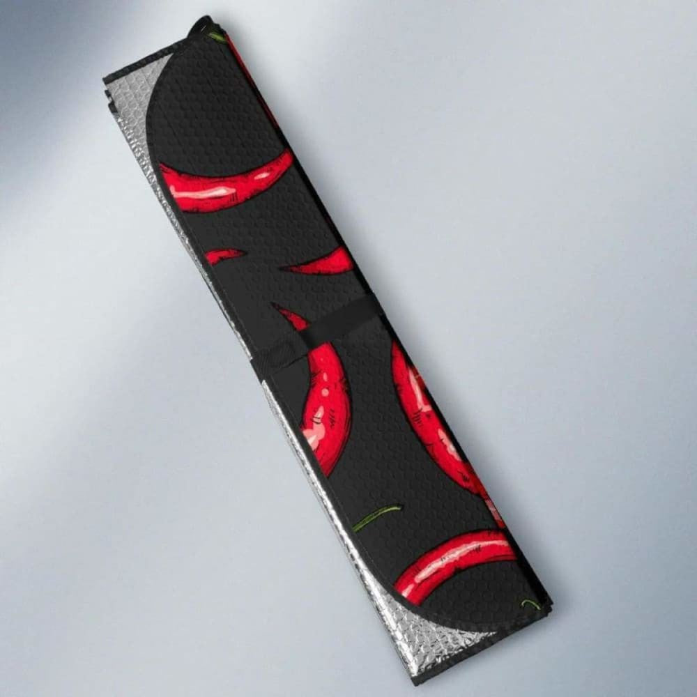 Chili Peppers Pattern Black Background Car Auto Sun Shades