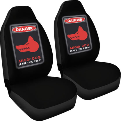 Danger Sign Angry Dog Leave This Area Car Seat Covers Custom
