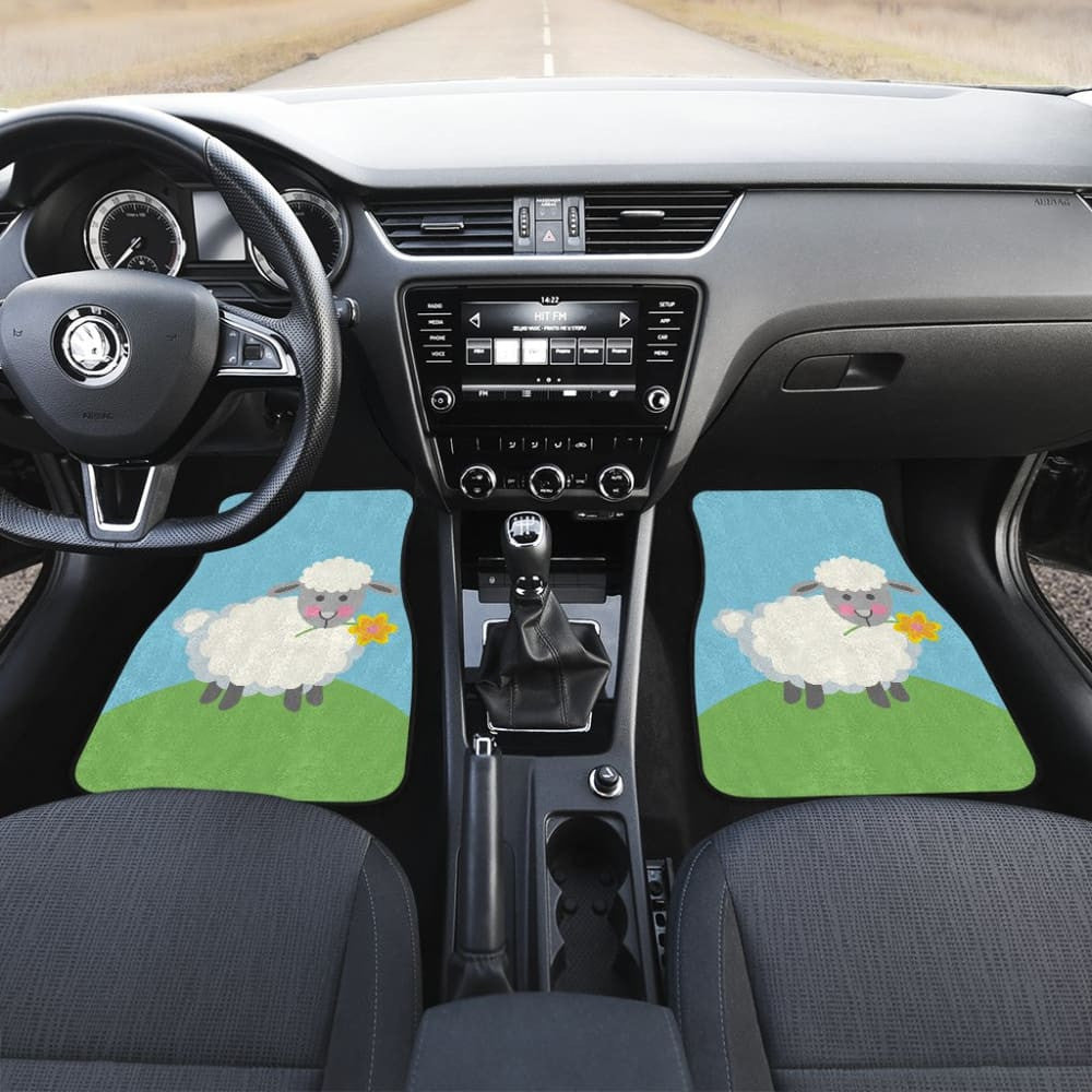 Cute Sheep With Grass And Flower Car Floor Mats
