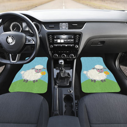 Cute Sheep With Grass And Flower Car Floor Mats