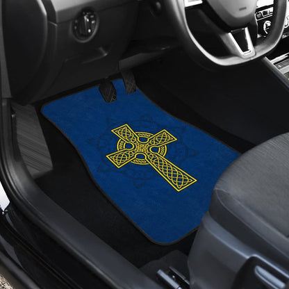 Amazing Yellow Celtic Cross Car Floor Mats
