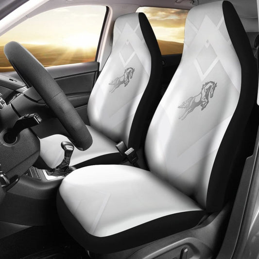 Amazing Shine Silver Horse Mustang Custom Metallic Style Printed Car Seat Covers