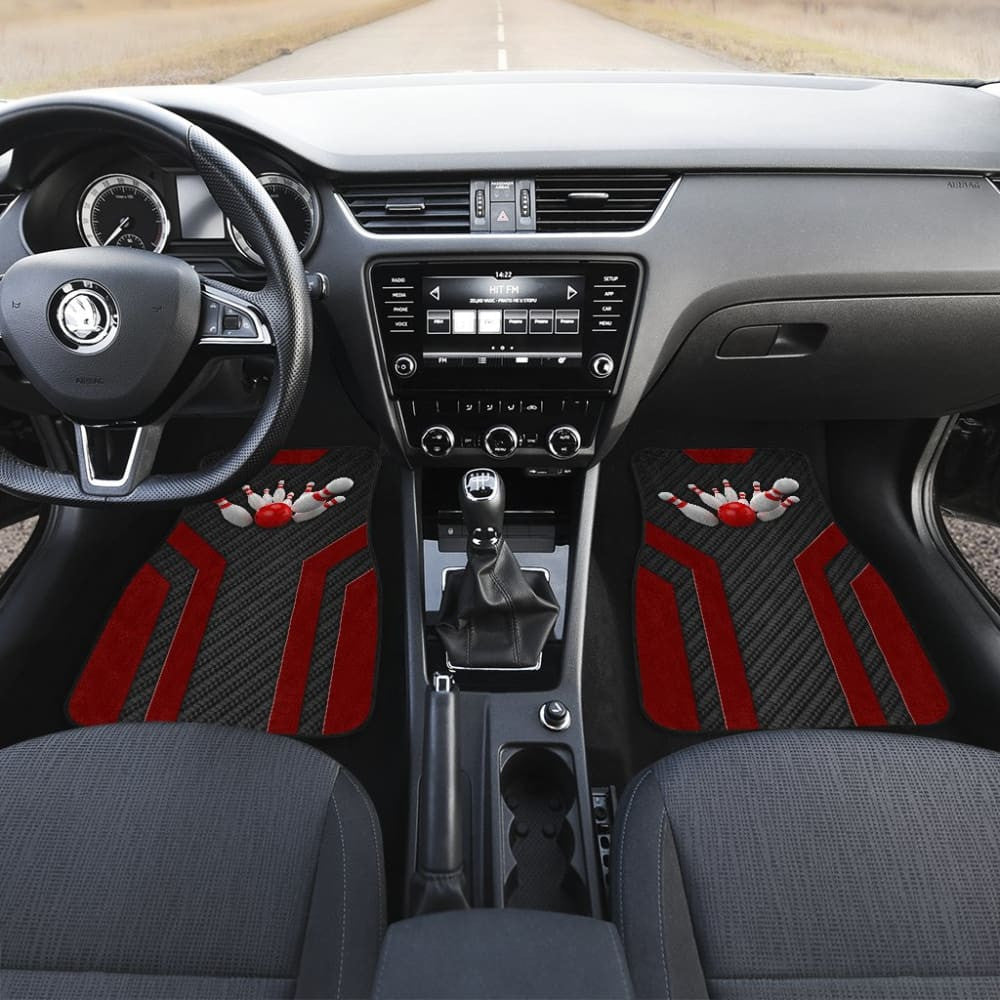 Bowling Metallic Style Printed Black Red Themed Car Floor Mats