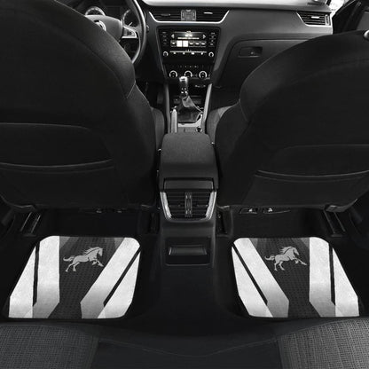 Amazing Black Silver Horse Mustang Custom Metallic Style Printed Car Floor Mats