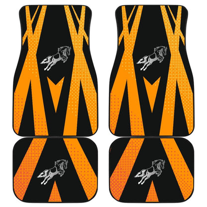Amazing Black Orange Horse Mustang Custom Metallic Style Printed Car Floor Mats