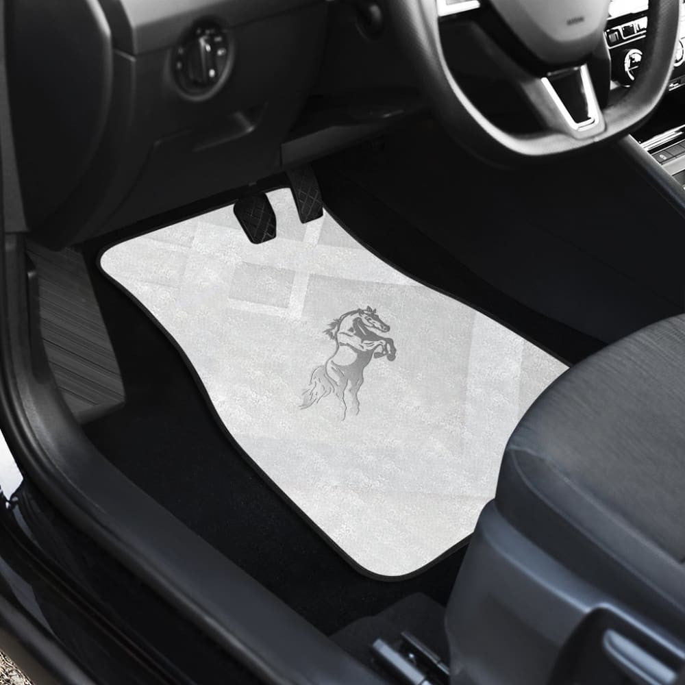 Amazing Shine Silver Horse Mustang Custom Metallic Style Printed Car Floor Mats