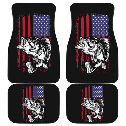 Largemouth Bass Fishing American Flag Star Stripes Car Floor Mats